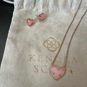 Kendra Scott Ari Heart Rose Gold Pendant Necklace & Earrings